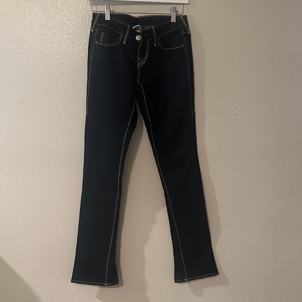True Religion Women’s Slim Straight Leg Jeans in Dark Indigo